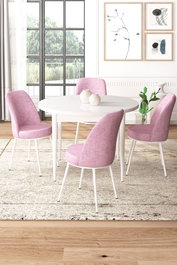 Hanah Home Tor Juego de Mesa y Sillas de 5 Piezas Blanco y Rosa
